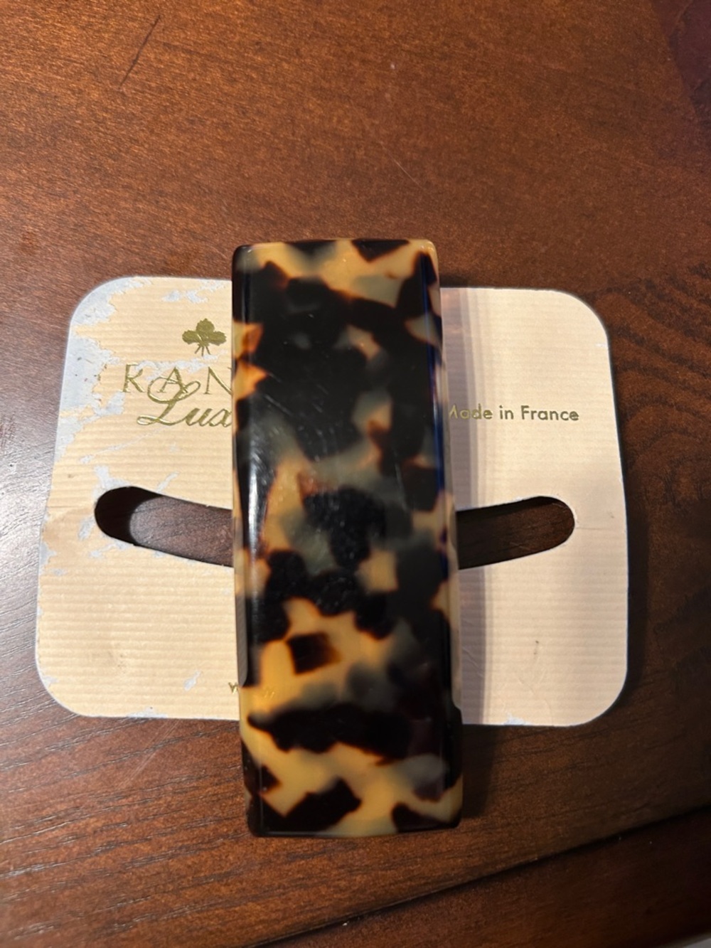 France Luxe Tortoise Rectangle Hair Clip - Brown & Black